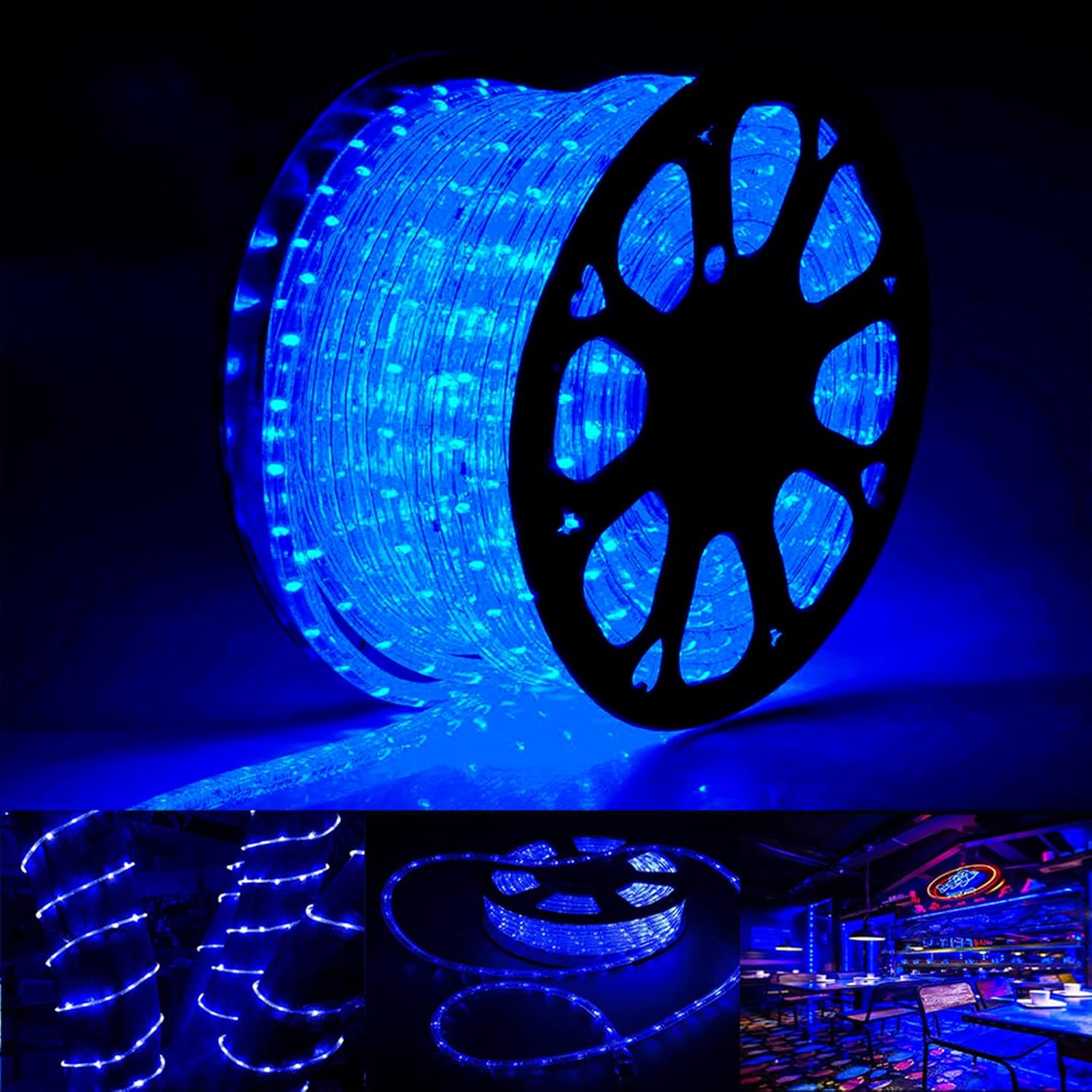 100ft LED Rope Lights Outdoor, 720 LED Connectable and Flexible Tube Lights with 8 Modes, Waterproof LED Rope Lighting for Garden, Patio, Bedroom, Party, Pool, Indoor Outdoor Xmas Decoration (Blue)