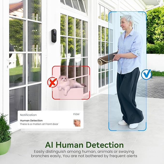 HopeFlex 1080P Smart Wireless Video Doorbell Camera, Night Vision - image 3