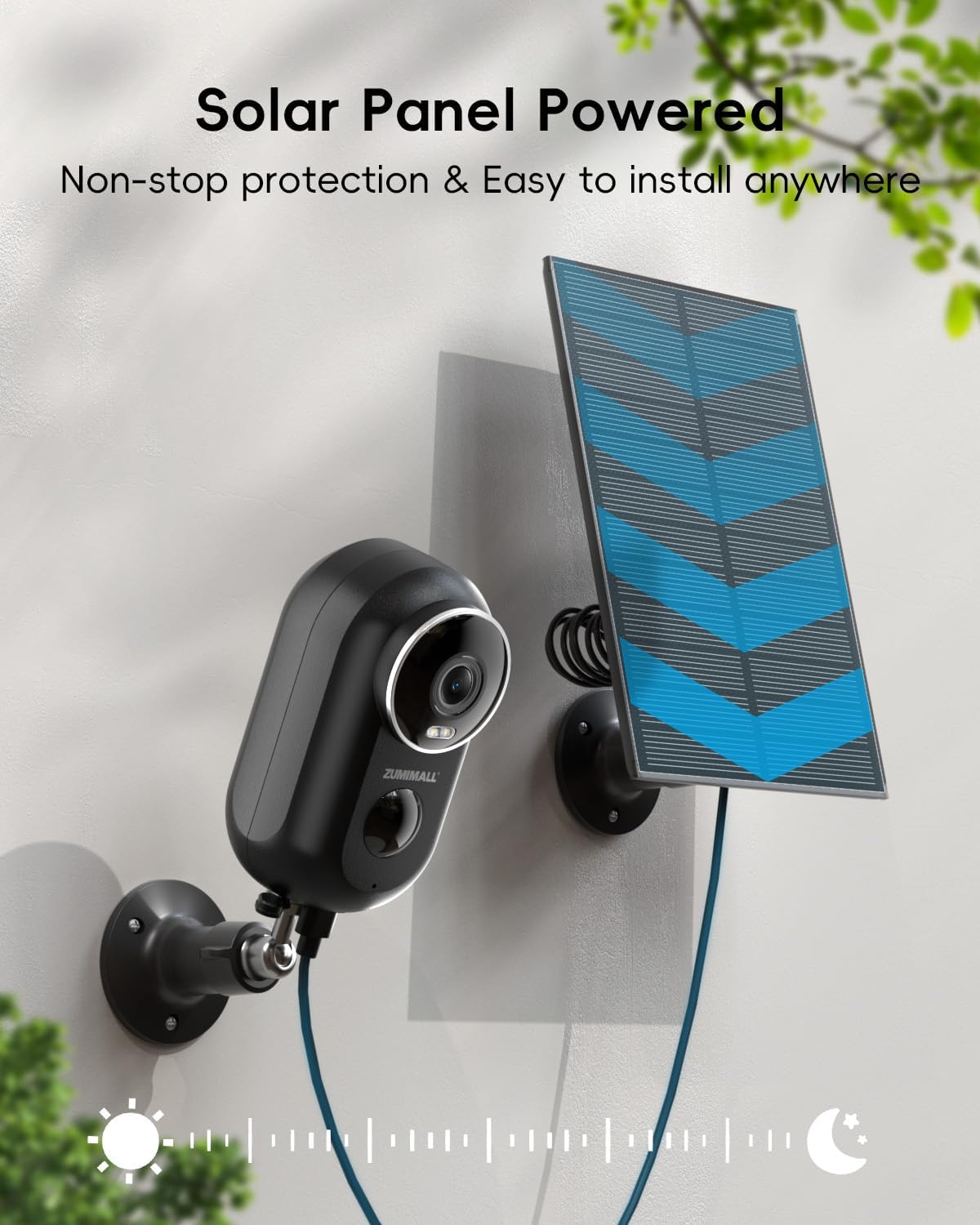 ZUMIMALL Solar Security Cameras Wireless Outdoor, 2Packs, Solar Camera - image 2