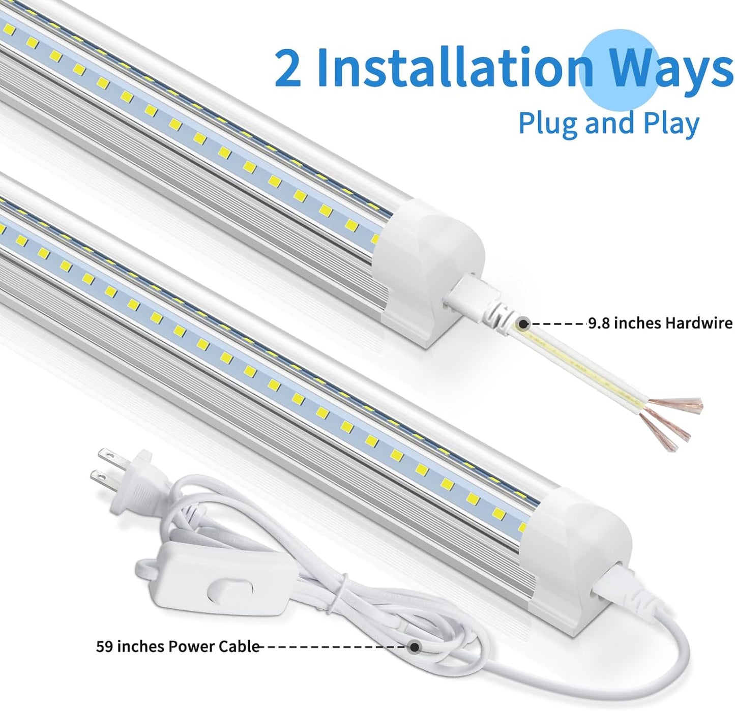 (12-Pack) LED Shop Light 6FT, 60W High Output 8000LM, 6000K Daylight, V-Shaped Linkable LED Light Fixture for Utility Shop, T8 Integrated Shop Light for Garage, Basement, Warehouse, ETL Listed
