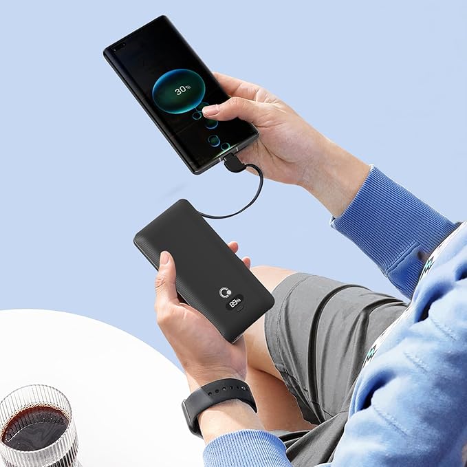 Brand Q 10000mAh Portable Charger with Built-in Cables and AC Wall - image 6