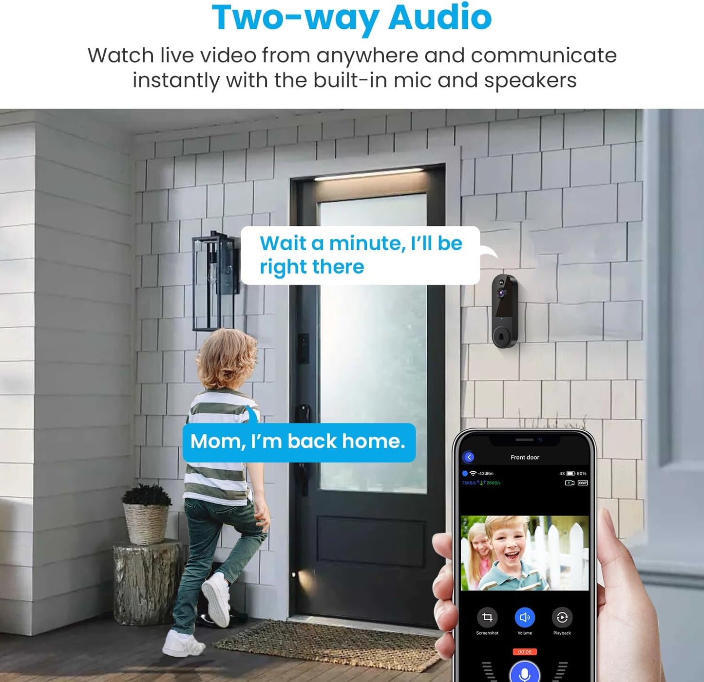 BoomChill 1080p Wireless Video Doorbell Camera, AI Human Detection - image 4