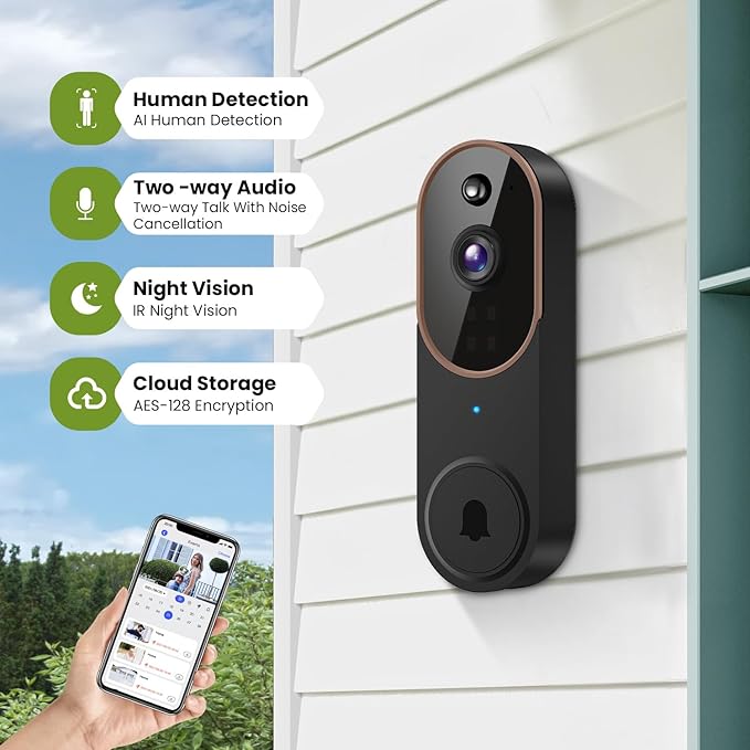 Lunelyx 1080P Wireless Video Doorbell Camera, Smart Outdoor - image 2