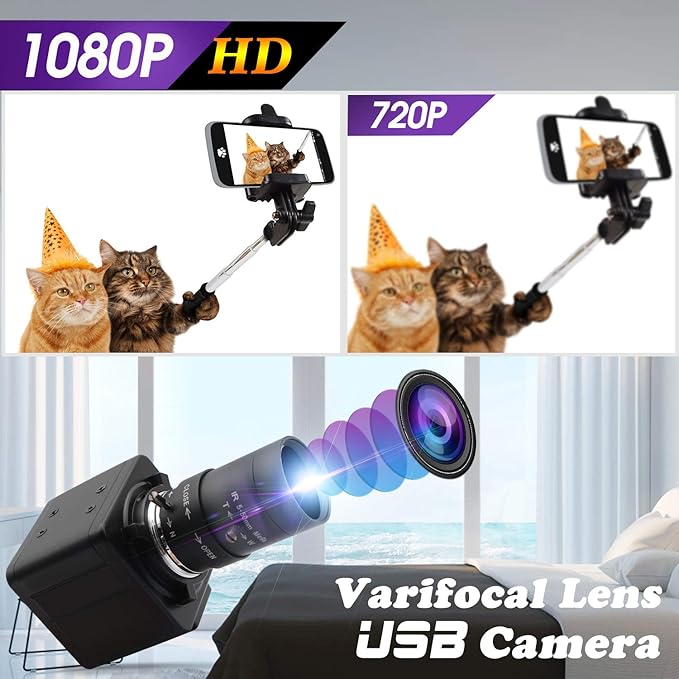 Hotpet 1080P Webcam 5-50mm Varifocal Lens USB Camera HD 2MP 0.01Lux - image 4