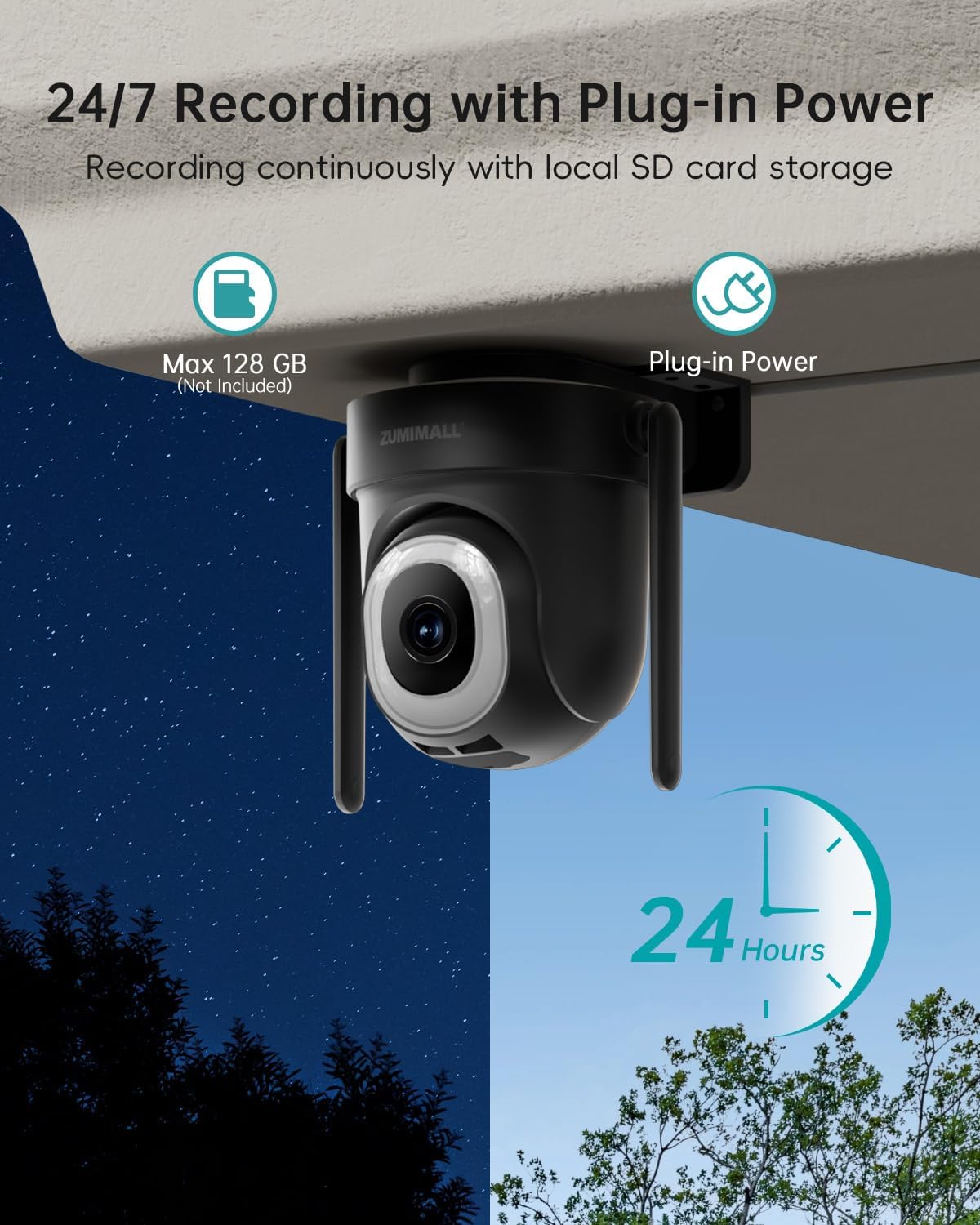 ZUMIMALL 5MP 5G WiFi Security Camera 2-Pack Black, 24/7 Recording - image 3
