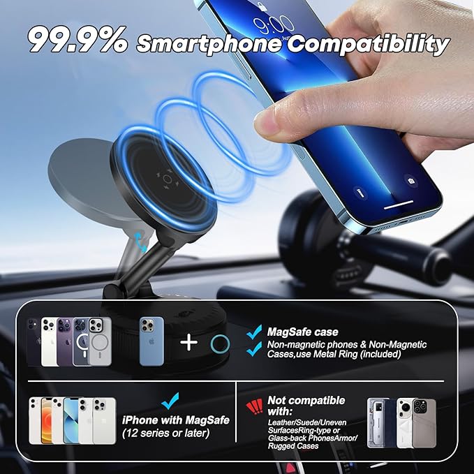 Lamway Magsafe car Mount 108 LBS Strongest Suction & 3600 gf Strongest - image 5