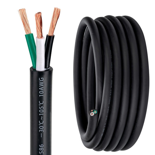 10 Gauge 3 Conductor Electrical Wire 10 AWG 3 Wire Oxygen-Free Copper PVC Stranded 50FT 10/3 Wire for LED Lighting Outdoor Low Voltage Extension Cable (10AWG-3C, 50FT)