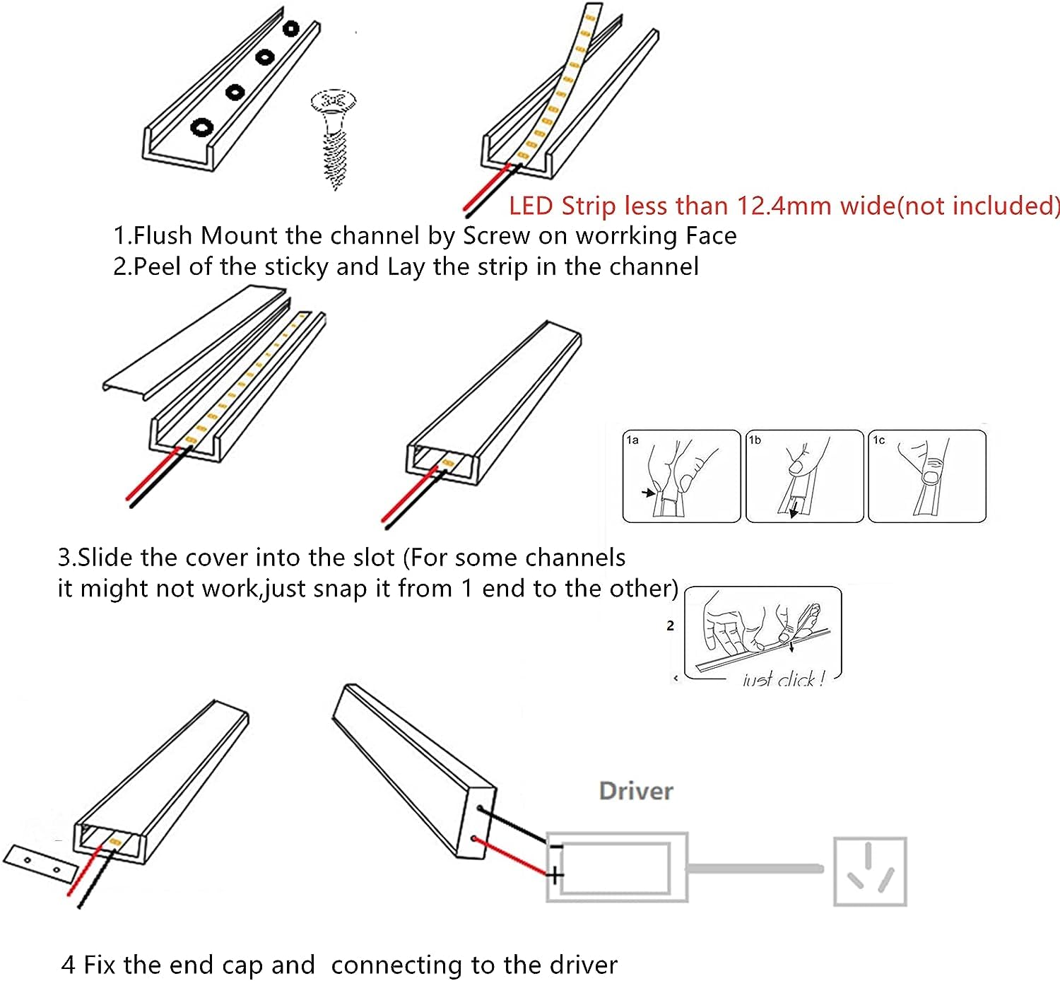 THMOOTHER 10-Pack 3.28FT Pre-Drilled Countersunk Hole LED Strip U - image 7