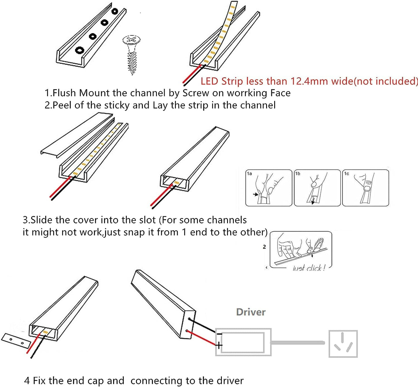 THMOOTHER 10-Pack 6.56FT Pre-Drilled Countersunk Hole LED Strip U - image 7