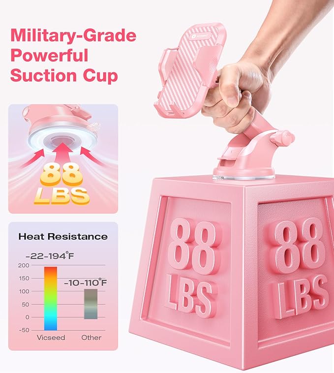 VICSEED Pink Phone Holder for Your Car [Sturdy & Durable] [Powerful - image 2