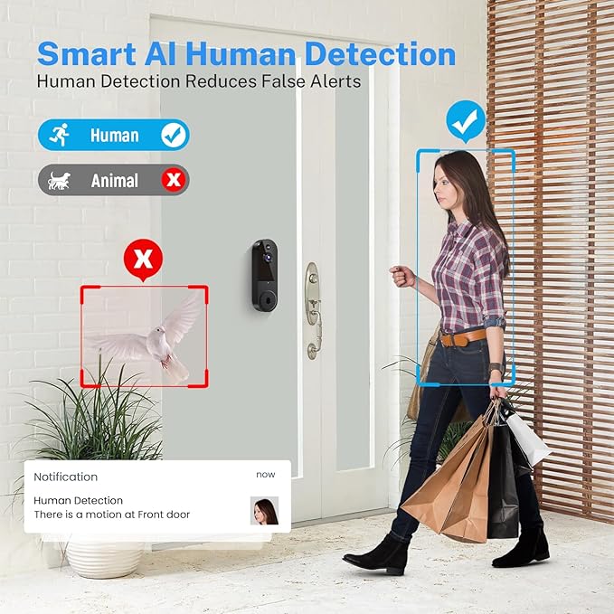 HopeFlex 1080P Smart Wireless Video Doorbell Camera, AI Human - image 3