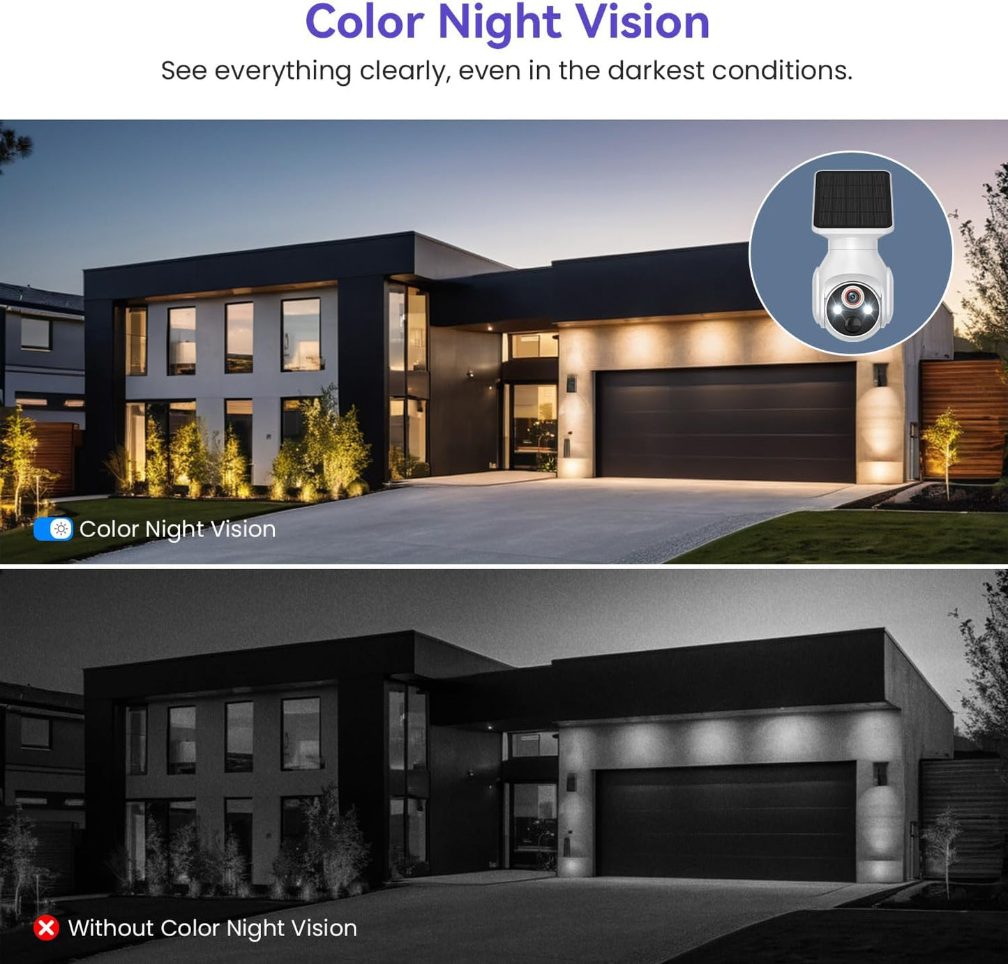 MeshSear 1080P Solar Security Cameras Wireless Outdoor, 360° View - image 3