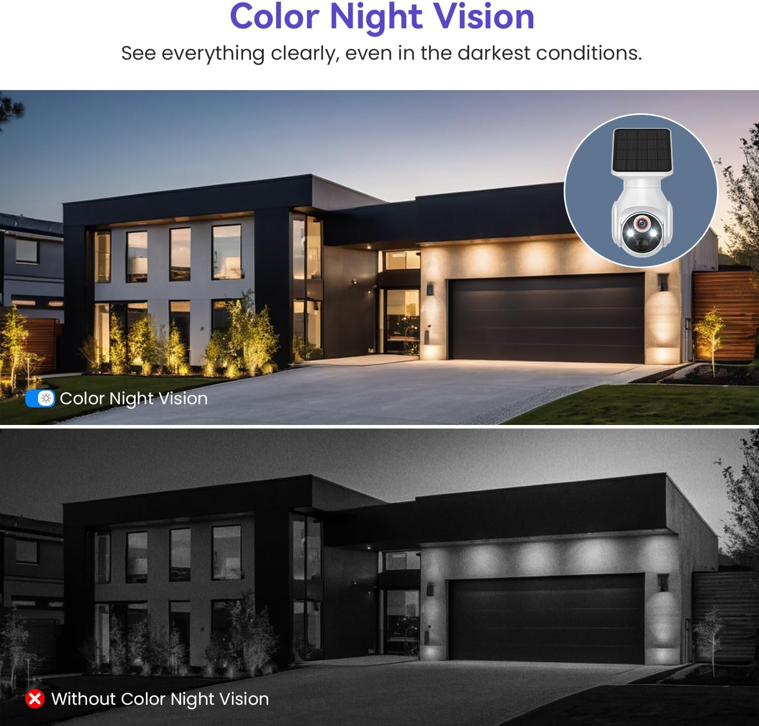 MeshSear 1080P Solar Security Cameras Wireless Outdoor, 360° View - image 3