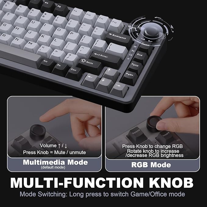 YUNZII B75 PRO Wireless Mechanical Keyboard,75% Layout with Knob,Hot - image 8