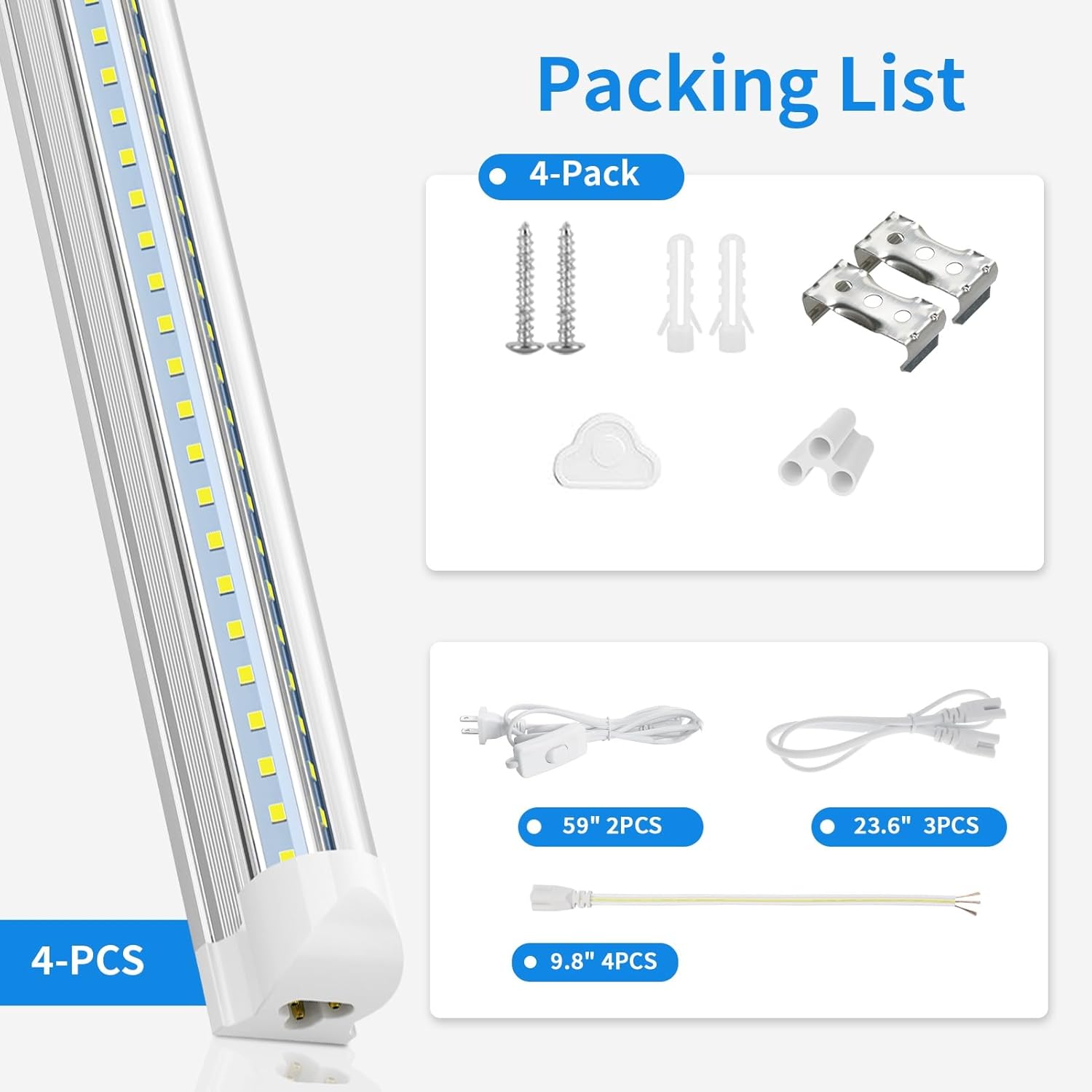 SHOPLED (Pack of 4) Linkable LED Utility Shop Lights for Garage, 6FT - image 8