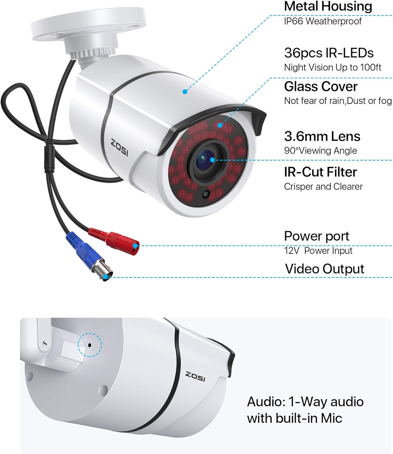 ZOSI 2MP 1080P HD-TVI CCTV Home Security Camera with Audio - image 8