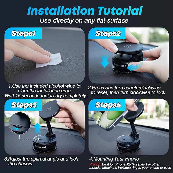 Lamway Magsafe car Mount 108 LBS Strongest Suction & 3600 gf Strongest - image 7