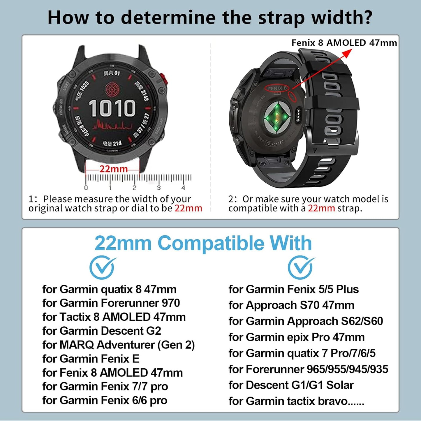 ZPJPPLX 22mm Quickfit Band Compatible with Garmin Fenix 7 Pro/Fenix - image 2