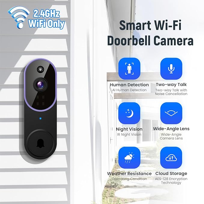 ByteBlaz 1080p Wireless Video Doorbell Camera, Smart AI Human - image 2