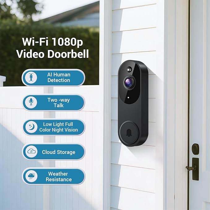 ModeJump 1080P Smart Wireless Video Doorbell Camera, Night Vision - image 7