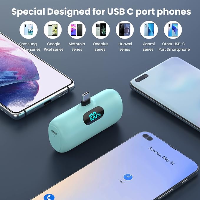 Swyop [2-Pack] Mini Portable Charger 5000mAh Power Bank,3A PD USB C - image 4