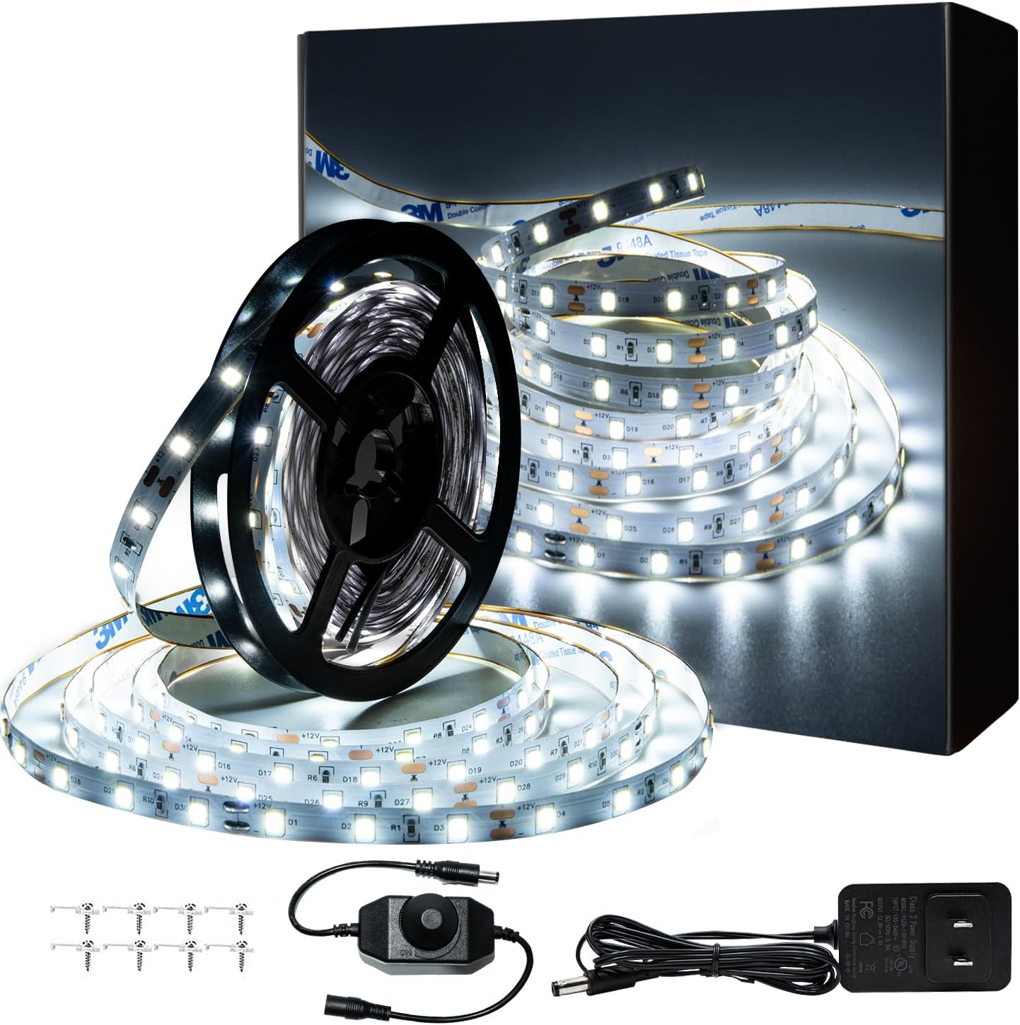 ollrieu 10ft White LED Strip Lights,12V Dimmable Tape Lighting - image 1