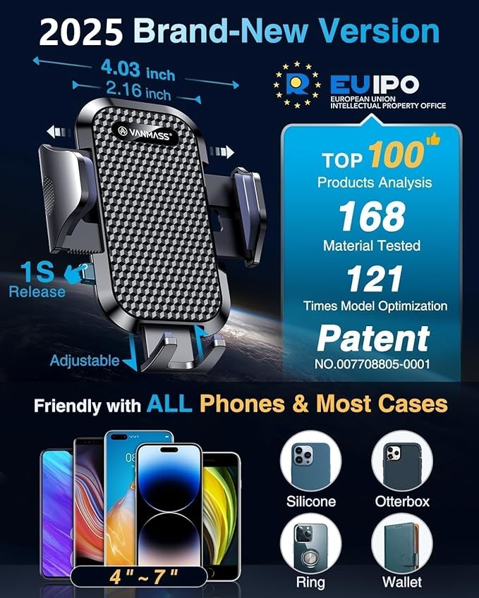 [2025 True Military-Grade] Car Phone Holder VANMASS [Upgraded - image 5