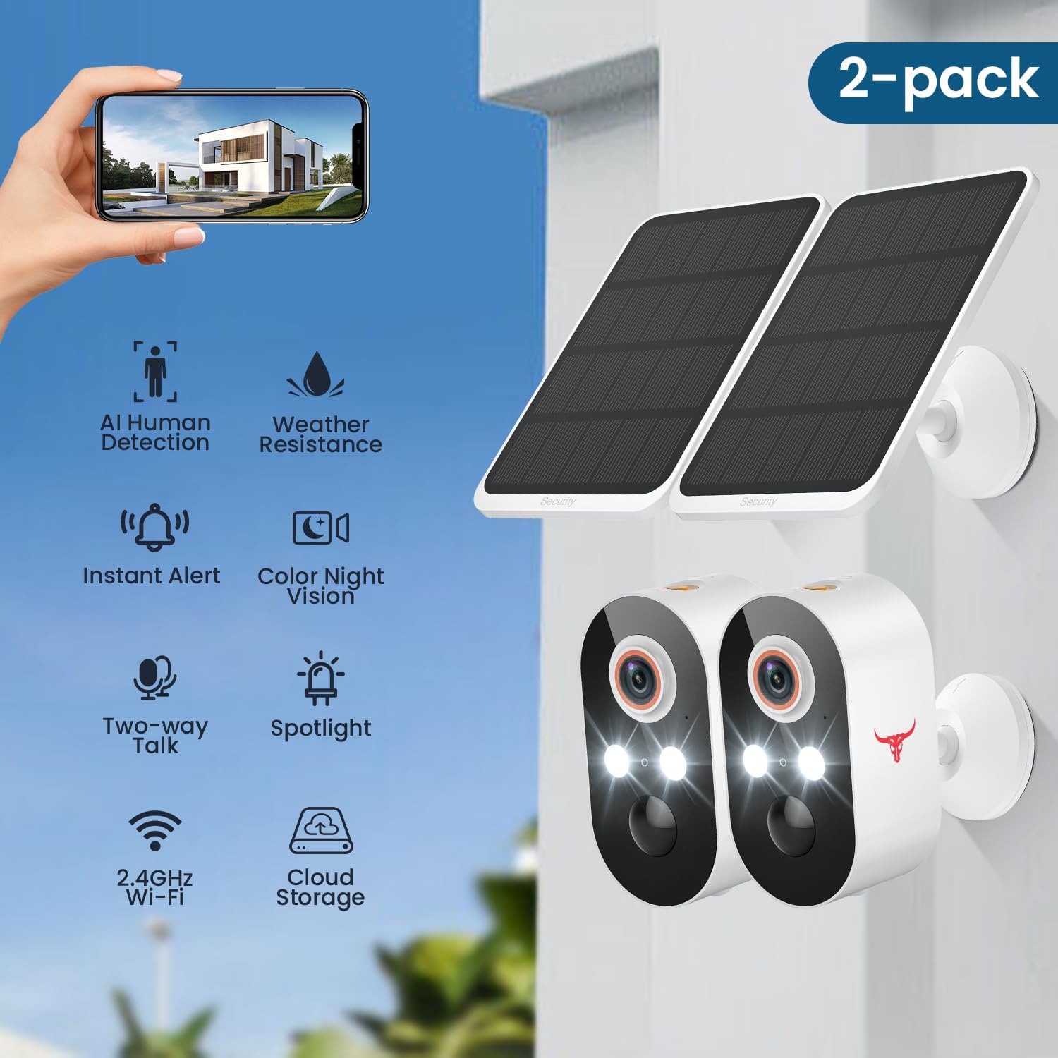 GlowPop 1080p Wireless Security Camera with Solar Panel, AI Human - image 2