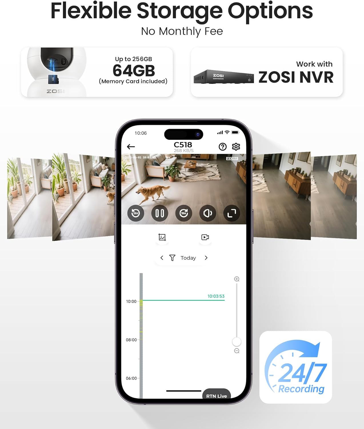 ZOSI 4K Indoor Security Camera, C518 WiFi Pan/Tilt Pet/Dog/Baby - image 6