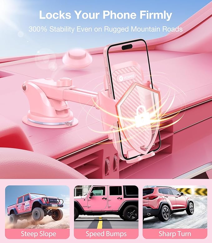 VICSEED Pink Phone Holder for Your Car [Sturdy & Durable] [Powerful - image 3