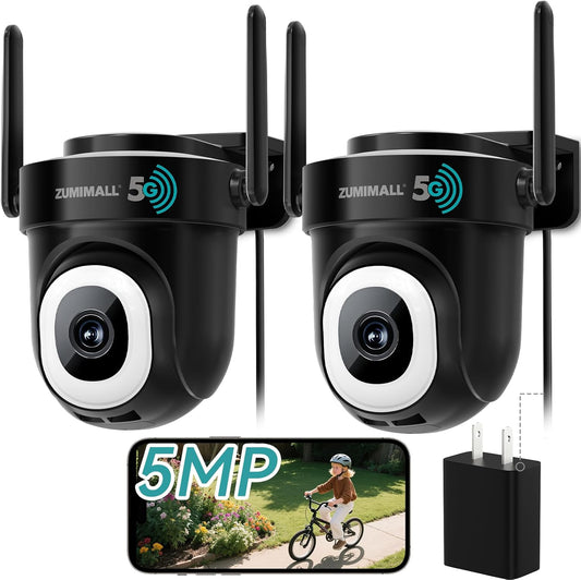 ZUMIMALL 5MP 5G WiFi Security Camera 2-Pack Black, 24/7 Recording - image 1