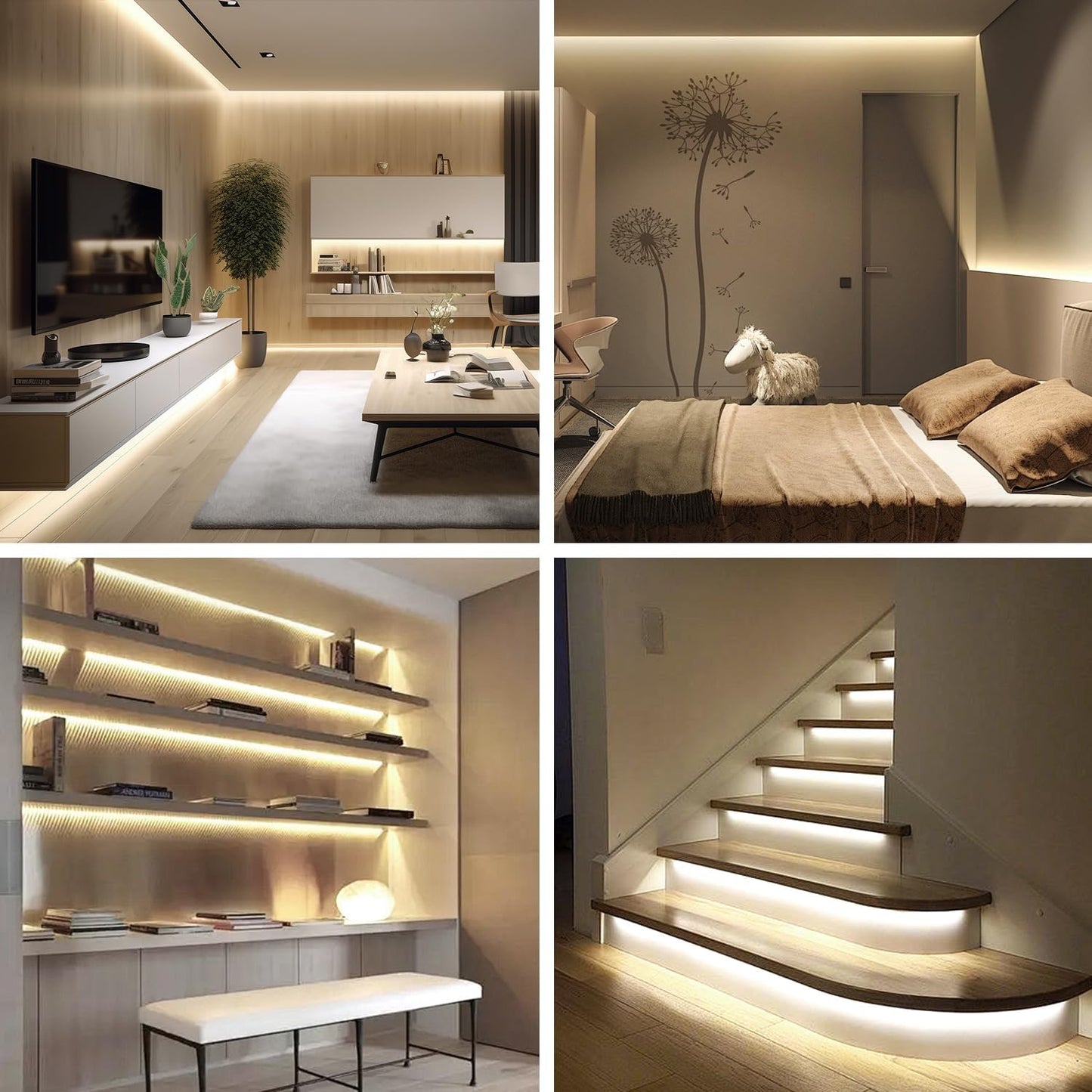 100FT COB LED Strip Lights Warm White Dimmable DC 24V 3000K Flexible LED Tape Light for Bedroom, with Remote and app Control LED Tape Lights,for DIY Home Decoration