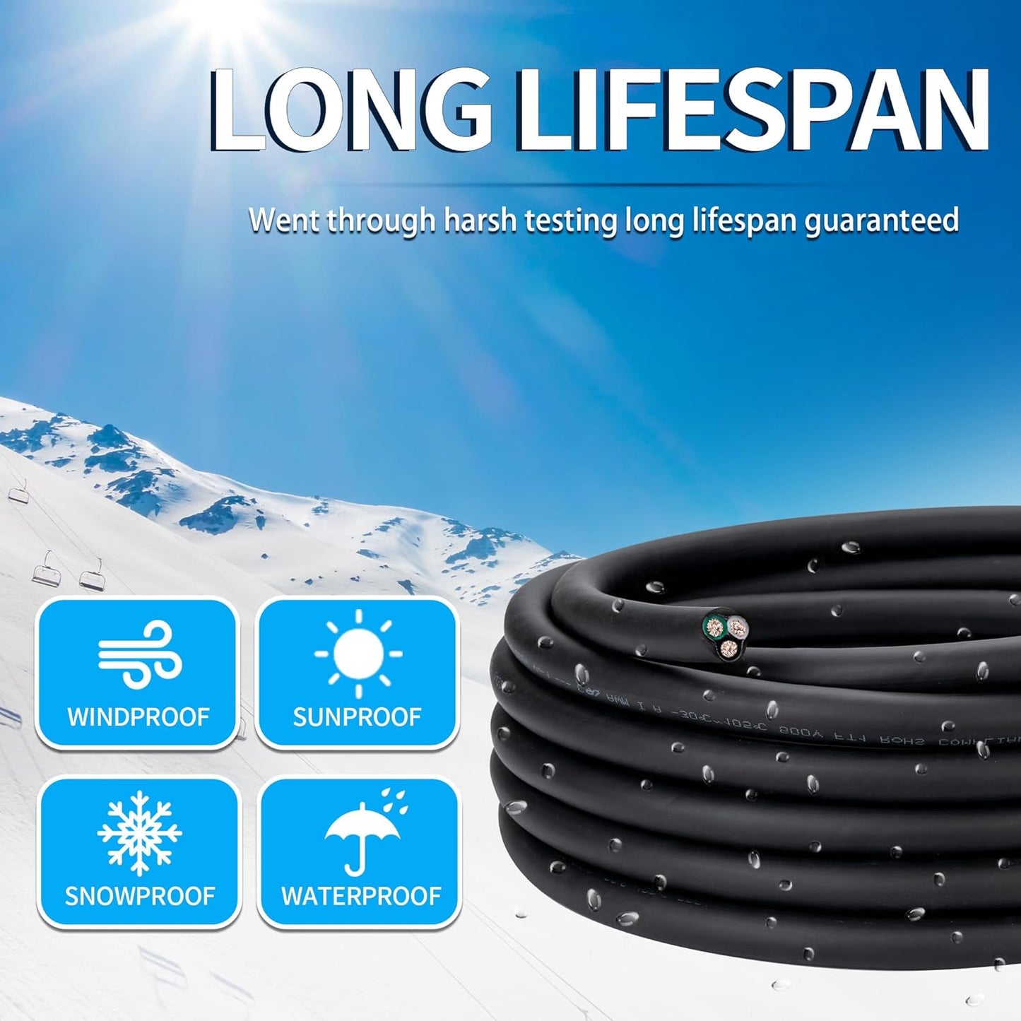 10 Gauge 3 Conductor Electrical Wire 10 AWG 3 Wire Oxygen-Free Copper PVC Stranded 26FT 10/3 Wire for LED Lighting Outdoor Low Voltage Extension Cable (10AWG-3C, 26FT)