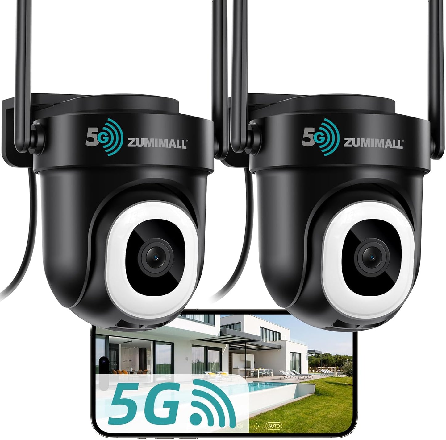 ZUMIMALL Cameras for Home Security 2-Pack (Black) - 2.4G/5G WiFi - image 1