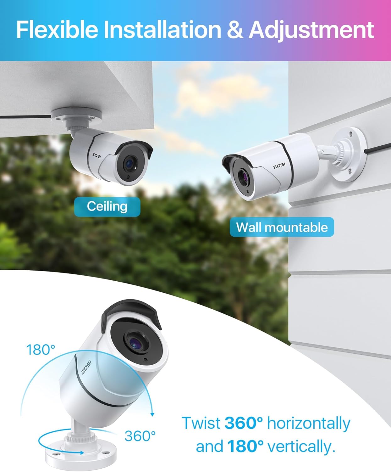 ZOSI 2MP 1080P HD-TVI CCTV Home Security Camera with Audio - image 6