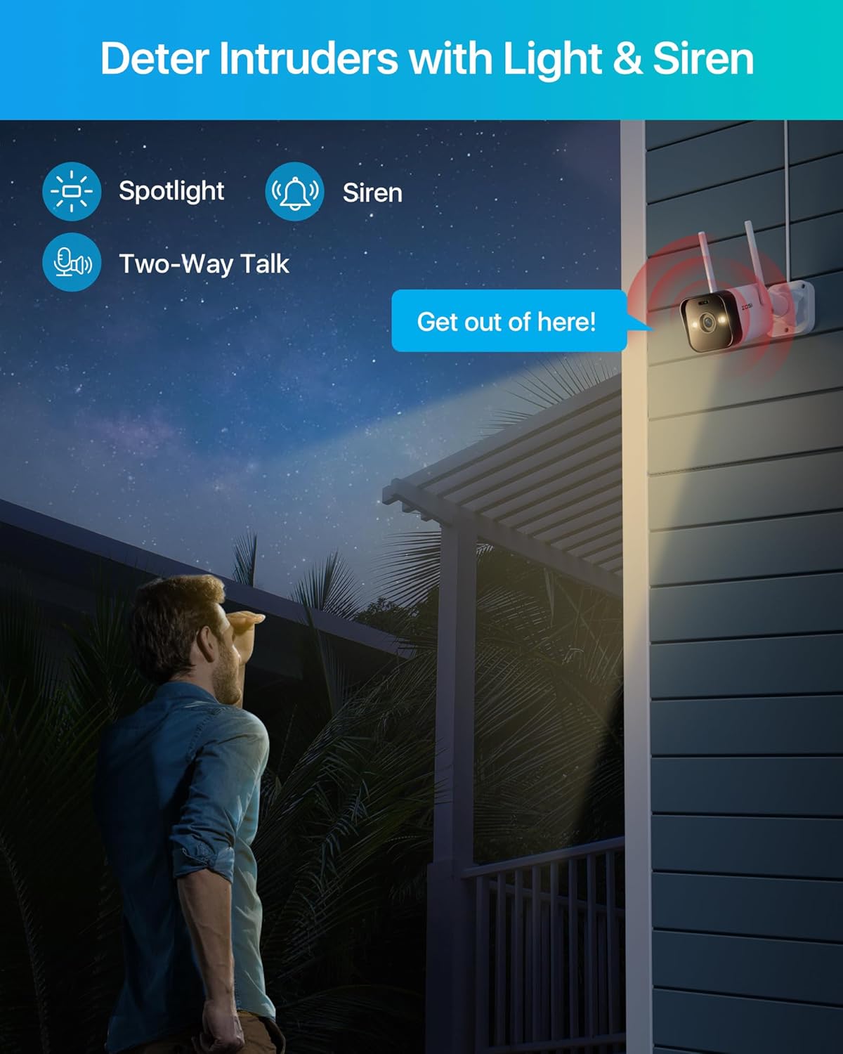 ZOSI Outdoor Security Camera,4MP Plug-in WiFi Cam with Spotlight Sound - image 4