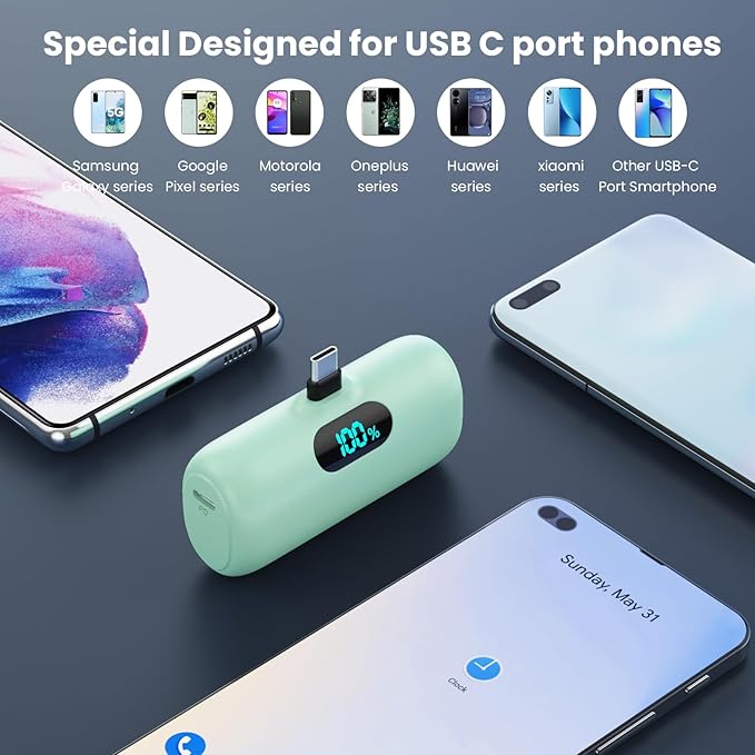 Swyop [2-Pack] Mini Portable Charger 5000mAh Power Bank,3A PD USB C - image 2