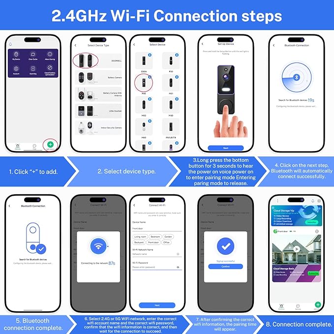 ClipBlur 1080p Wireless Video Doorbell Camera with Doorbell Receiver - image 3