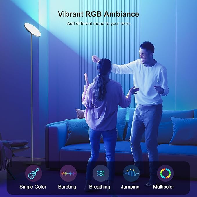 FULSUNT 𝐑𝐆𝐁 Torchiere Floor Lamps for Living Room - Everyday Use - image 2