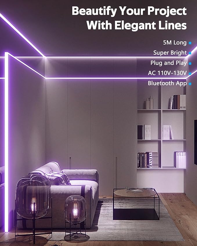 Samsion 110V Bluetooth RGB COB LED Strip Light 10FT Multicolor - image 6