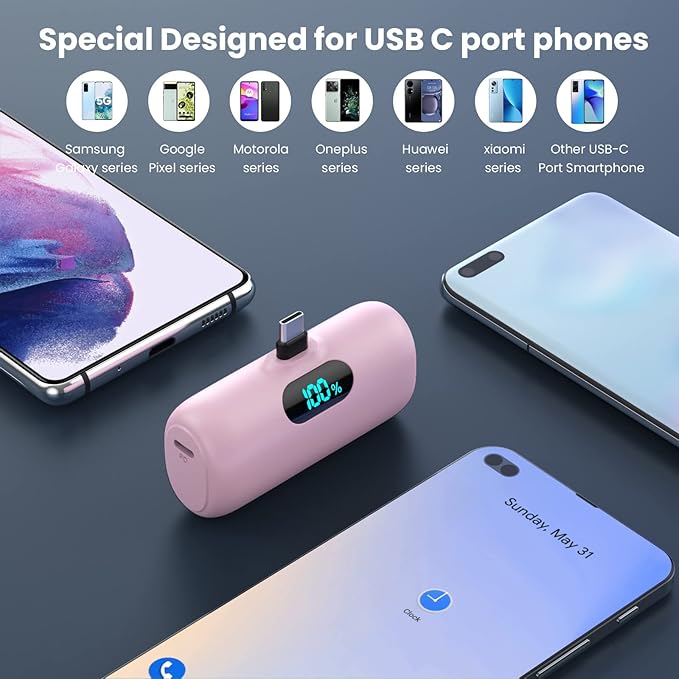 Swyop [2-Pack] Mini Portable Charger 5000mAh Power Bank,3A PD USB C - image 2