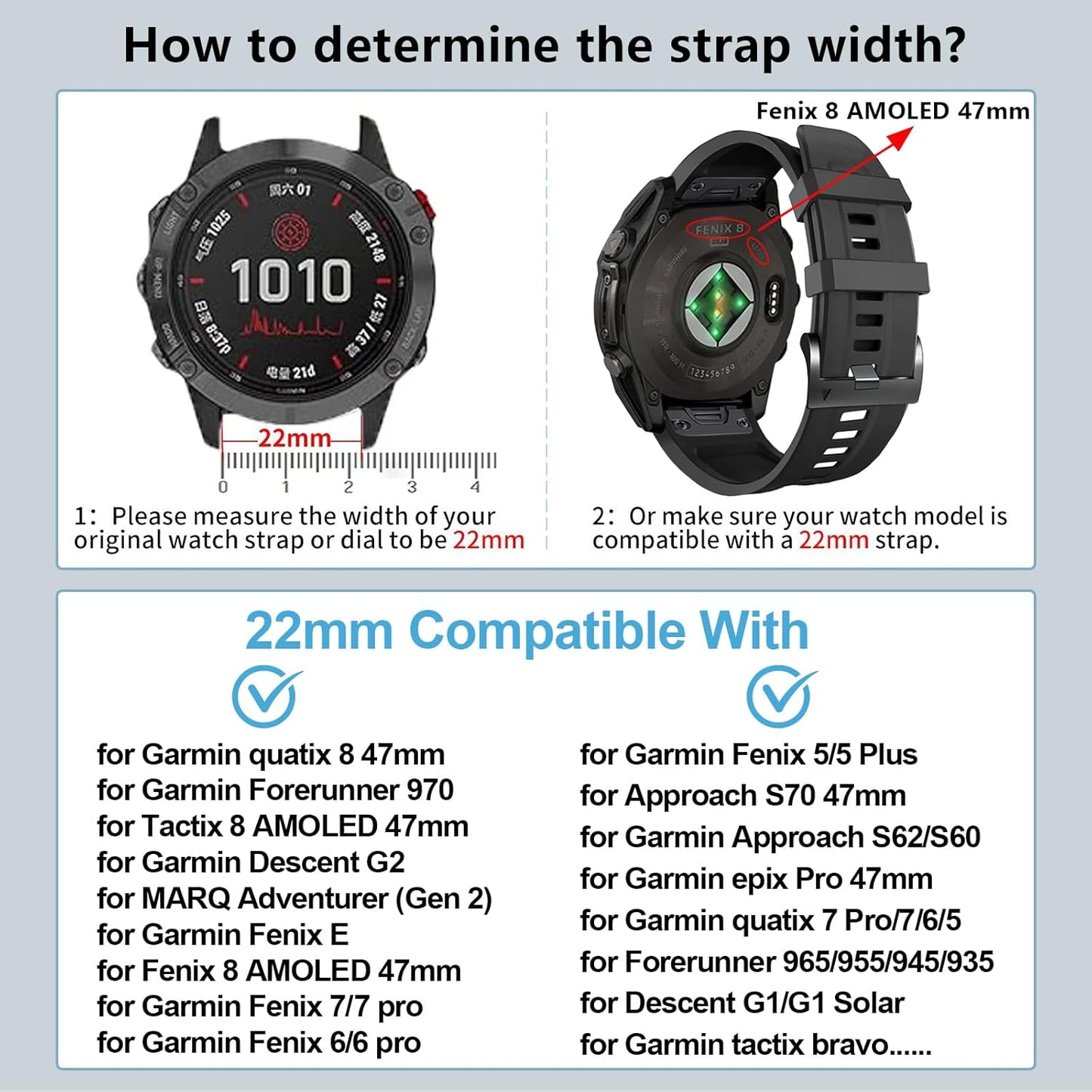 ZPJPPLX 22mm Quick-Fit Silicone Band Compatible with Garmin Fenix 8 - image 2