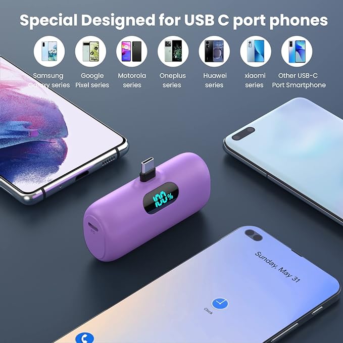 Swyop [2-Pack] Mini Portable Charger 5000mAh Power Bank,3A PD USB C - image 2