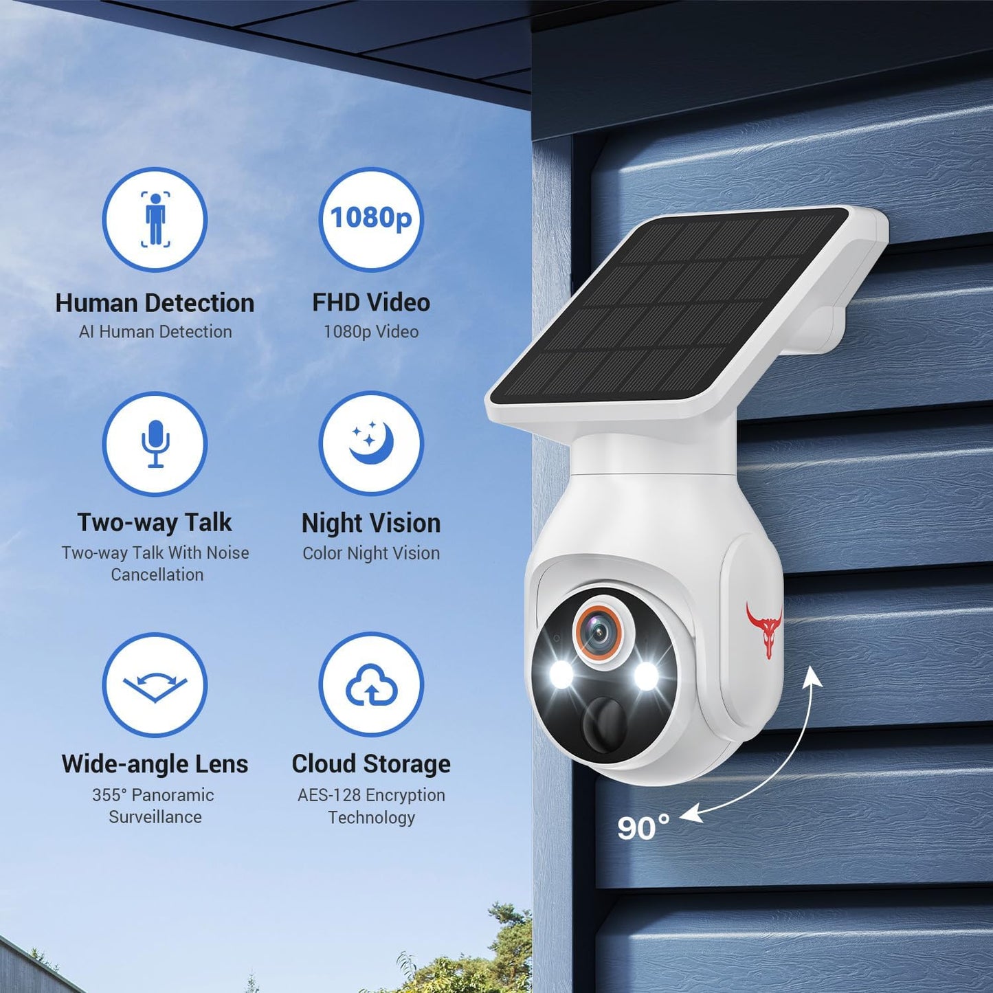 PyreQuad 1080p WiFi Outdoor Security Camera with Solar Panel, Battery - image 2