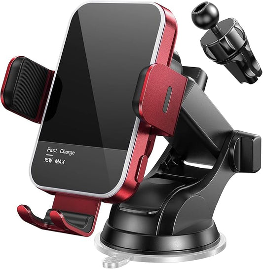 Wireless Car Charger,【7 Colored RGB Backlit】Mosurr 15W Auto Clamping - image 1