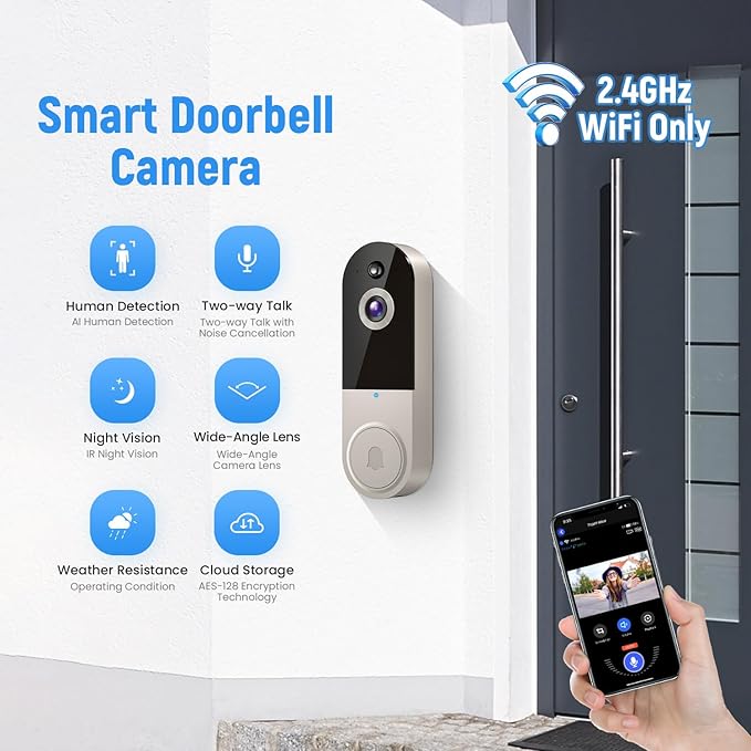 HopeFlex 1080P Smart Wireless Video Doorbell Camera, AI Human - image 2