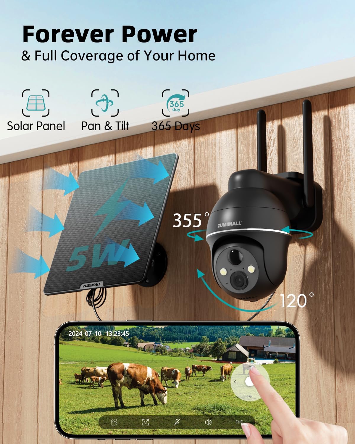 ZUMIMALL 4G LTE Cellular Solar Security Camera Wireless Outdoor - image 3