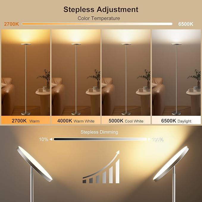 FULSUNT 𝐑𝐆𝐁 Torchiere Floor Lamps for Living Room - Everyday Use - image 4