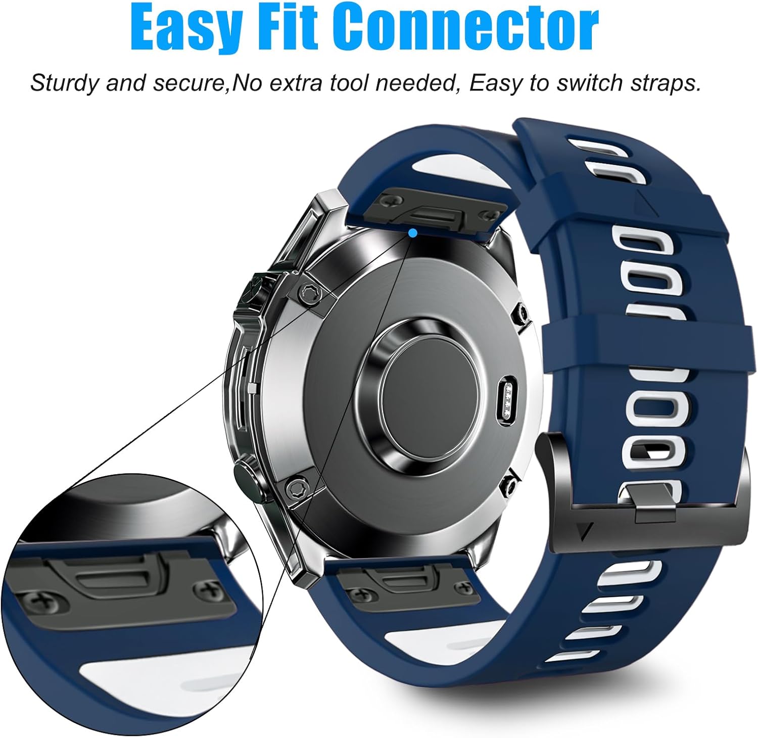 ZPJPPLX 22mm Sport Silicone Band Compatible with Garmin Fenix8 AMOLED - image 3