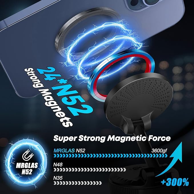 Lamway Magsafe car Mount 108 LBS Strongest Suction & 3600 gf Strongest - image 3